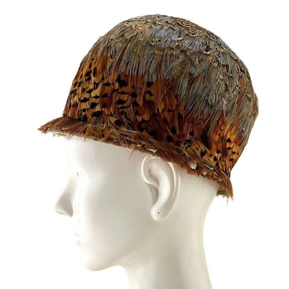 Fashioned By Monica Accessories - Pheasant Feather Cloche Hat Fashioned By Monica Vintage Lace Lined